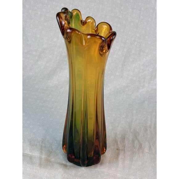Vintage MCM Japan Swung Glass Finger Bud Vase Stretch 8 fingers Ombre 8" - Picture 4 of 9